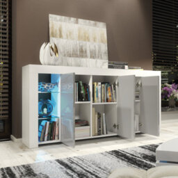 Sideboard Tv Unit Display Cabinet Cupboard Tv Stand Living Room High Gloss Doors - White & Grey - thumbnail 3