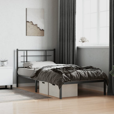 Berkfield Metal Bed Frame Without Mattress With Headboard Black 107X203Cm - image 1