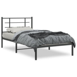 Berkfield Metal Bed Frame Without Mattress With Headboard Black 107X203Cm - thumbnail 2