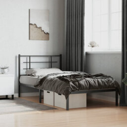 Berkfield Metal Bed Frame Without Mattress With Headboard Black 107X203Cm - thumbnail 1