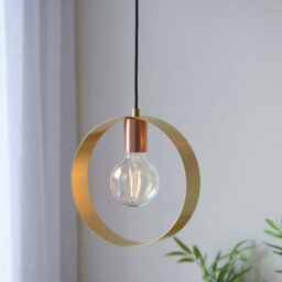 Luminosa Lighting Luminosa Hoop Single Pendant Ceiling Lamp, Brushed Brass, Nickel, Copper Plate - thumbnail 2