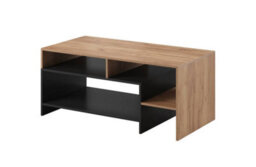 Arte Alva Contemporary Coffee Table 2 Shelves Oak Gold Craft Effect & Black (H)530mm (W)1200mm (D)600mm