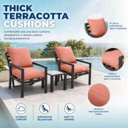 Shatchi 4 Seater 5 Piece Aluminium Garden Sofa Dining Set With Gas Lift Table, Ottoman Bench & Terracotta Cushions - thumbnail 6