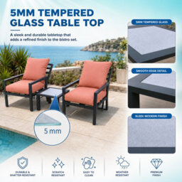 Shatchi 4 Seater 5 Piece Aluminium Garden Sofa Dining Set With Gas Lift Table, Ottoman Bench & Terracotta Cushions - thumbnail 5