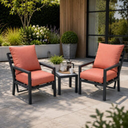 Shatchi 4 Seater 5 Piece Aluminium Garden Sofa Dining Set With Gas Lift Table, Ottoman Bench & Terracotta Cushions - thumbnail 1