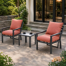 Shatchi 4 Seater 5 Piece Aluminium Garden Sofa Dining Set With Gas Lift Table, Ottoman Bench & Terracotta Cushions - thumbnail 8