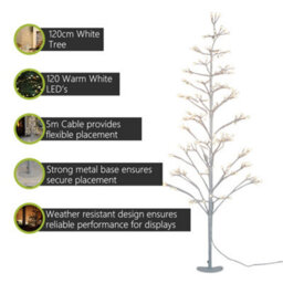 Pegdev - Pdl 120Cm Pre-Lit-Led Tree 120 Leds Selectable White 8 Functions Indoor Outdoor Wedding Party Christmas Display - thumbnail 2