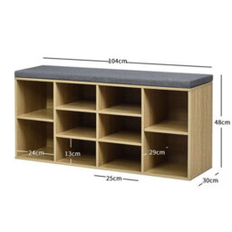Entryway Shoe Storage Bench With Cushions & Adjustable Shelves Natural - thumbnail 2
