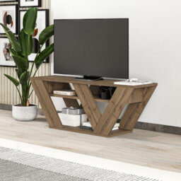 "Decortie Pipralla Modern Tv Stand Unit With Shelves For Up To 43"" Tvs Dark Oak Effect 110Cm" - thumbnail 3