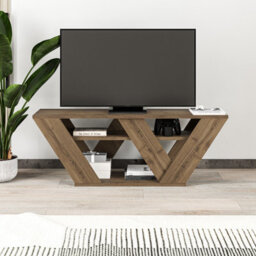 "Decortie Pipralla Modern Tv Stand Unit With Shelves For Up To 43"" Tvs Dark Oak Effect 110Cm"