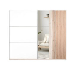 Arte Sintra 250Cm Sliding Wardrobe - White & Wotan Oak, Spacious Storage With Mirror & Designer Accents - thumbnail 2