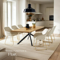 Tectake Set Of 6 Dining Chair Jeane - Velvet Look, Cantilever Frame  - Velvet Look Cream/gold - thumbnail 8