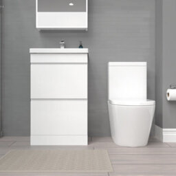 Nes Home White 500mm 2 Drawers Basin Vanity Unit & Close Coupled Toilet - thumbnail 2