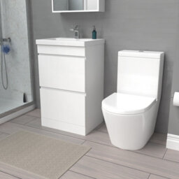 Nes Home White 500mm 2 Drawers Basin Vanity Unit & Close Coupled Toilet - thumbnail 1