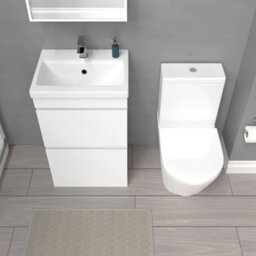 Nes Home White 500mm 2 Drawers Basin Vanity Unit & Close Coupled Toilet - thumbnail 3