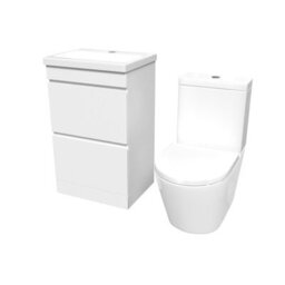 Nes Home White 500mm 2 Drawers Basin Vanity Unit & Close Coupled Toilet - thumbnail 6