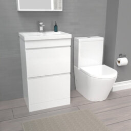 Nes Home White 500mm 2 Drawers Basin Vanity Unit & Close Coupled Toilet - thumbnail 5