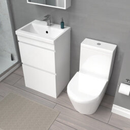 Nes Home White 500mm 2 Drawers Basin Vanity Unit & Close Coupled Toilet - thumbnail 4