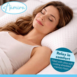 Aamira Cooling Memory Foam Pillow 70X45Cm Adjustable Orthopaedic Support Washable Cover 2 Pack - thumbnail 6