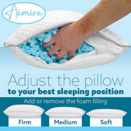 Aamira Cooling Memory Foam Pillow 70X45Cm Adjustable Orthopaedic Support Washable Cover 2 Pack - thumbnail 5