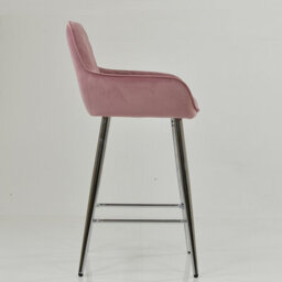 Lakeland Furniture Carson Pink Velvet Chrome Fixed Leg Base Bar Stool - thumbnail 5