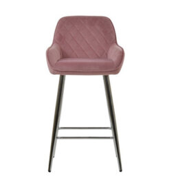 Lakeland Furniture Carson Pink Velvet Chrome Fixed Leg Base Bar Stool