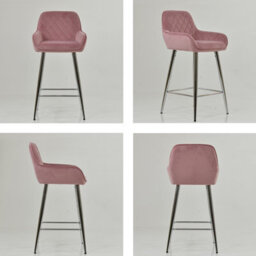 Lakeland Furniture Carson Pink Velvet Chrome Fixed Leg Base Bar Stool - thumbnail 2