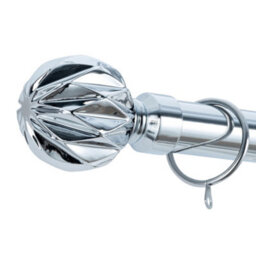 A.unique Home Geo Ball Metal Extendable Curtain Pole With Rings And Fittings (25/28mm) - Nickel, 120Cm - 220Cm Approx - thumbnail 2