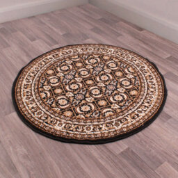 Traditional Black Bordered Floral Rug For Dining Room-60Cm X 110Cm - thumbnail 6