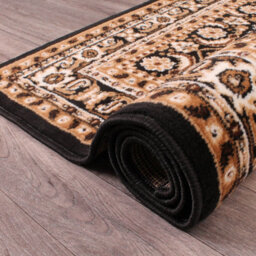 Traditional Black Bordered Floral Rug For Dining Room-60Cm X 110Cm - thumbnail 4