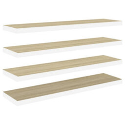 Berkfield Floating Wall Shelves 4 Pcs Oak And White 120X23.5X3.8 Cm Mdf - thumbnail 2