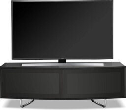 "Homeology Caru Gloss Black Beam-Thru Remote Friendly Super-Contemporary""d"" Shape Design Up To 65"" Led/oled/lcd Tv Cabinet"