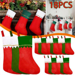 Amorly 18Pcs 36Cm Christmas Party Favour Stockings, Lightweight Non Woven Hanging Pouches For Indoor Xmas Holiday Home Decorations - thumbnail 1