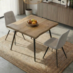Home Source Avara 80Cm Oak-Effect Square Dining Table & 2 Ashford Off-White Bouclé Chairs Set - thumbnail 4