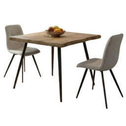 Home Source Avara 80Cm Oak-Effect Square Dining Table & 2 Ashford Off-White Bouclé Chairs Set - thumbnail 3