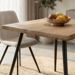 Home Source Avara 80Cm Oak-Effect Square Dining Table & 2 Ashford Off-White Bouclé Chairs Set - thumbnail 2