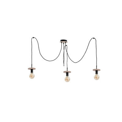 Luminosa Lighting Luminosa Saturn Cluster Pendant Ceiling Light Natural, Black, 3X E27