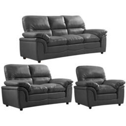 Furniture Instore Verona Grey Leather Aire 3+2+1 Seater Sofa Set Collection