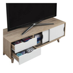 Timber Art Design Alford Scandinavian Tv Unit Stand 120Cm Media Cabinet + Drawers Oak White - thumbnail 5