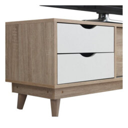 Timber Art Design Alford Scandinavian Tv Unit Stand 120Cm Media Cabinet + Drawers Oak White - thumbnail 4
