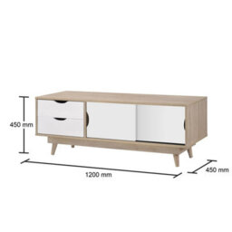 Timber Art Design Alford Scandinavian Tv Unit Stand 120Cm Media Cabinet + Drawers Oak White - thumbnail 7