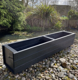 Ruddings Wood Wooden Black Trough Planter Garden Rectangular Window Box Extra Large Fully Assembled 1200mm