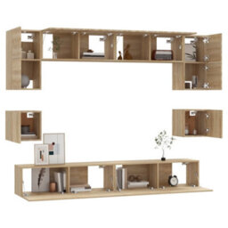 Berkfield Classic 8 Piece Tv Cabinet Set Sonoma Oak Engineered Wood - thumbnail 4