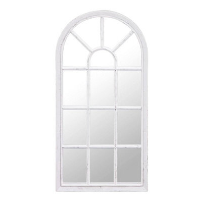 Biznest Air Arch Window Style Wall Mirror White Rustic