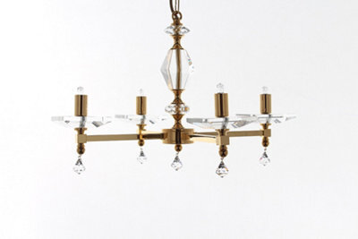 Luminosa Lighting Luminosa Capri 4 Arm Optic Glass Pans Gold 4 Arm Chandelier
