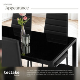Tectake Dining Table And Chairs Brandenburg - 6 Chairs & 1 Table, Faux Leather Cover - Black/black - thumbnail 5
