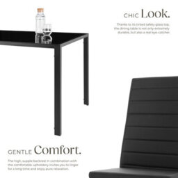 Tectake Dining Table And Chairs Brandenburg - 6 Chairs & 1 Table, Faux Leather Cover - Black/black - thumbnail 3