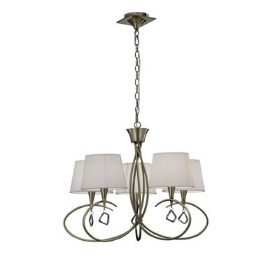 Luminosa Lighting Luminosa Mara Pendant 5 Light E14, Antique Brass Ivory White Shades - image 1