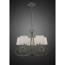 Luminosa Lighting Luminosa Mara Pendant 5 Light E14, Antique Brass Ivory White Shades - thumbnail 2