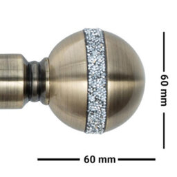A.unique Home Diamante Ball Metal Extendable Curtain Pole With Rings And Fittings (25/28mm) - Antique Brass, 70Cm - 120Cm Approx - thumbnail 2